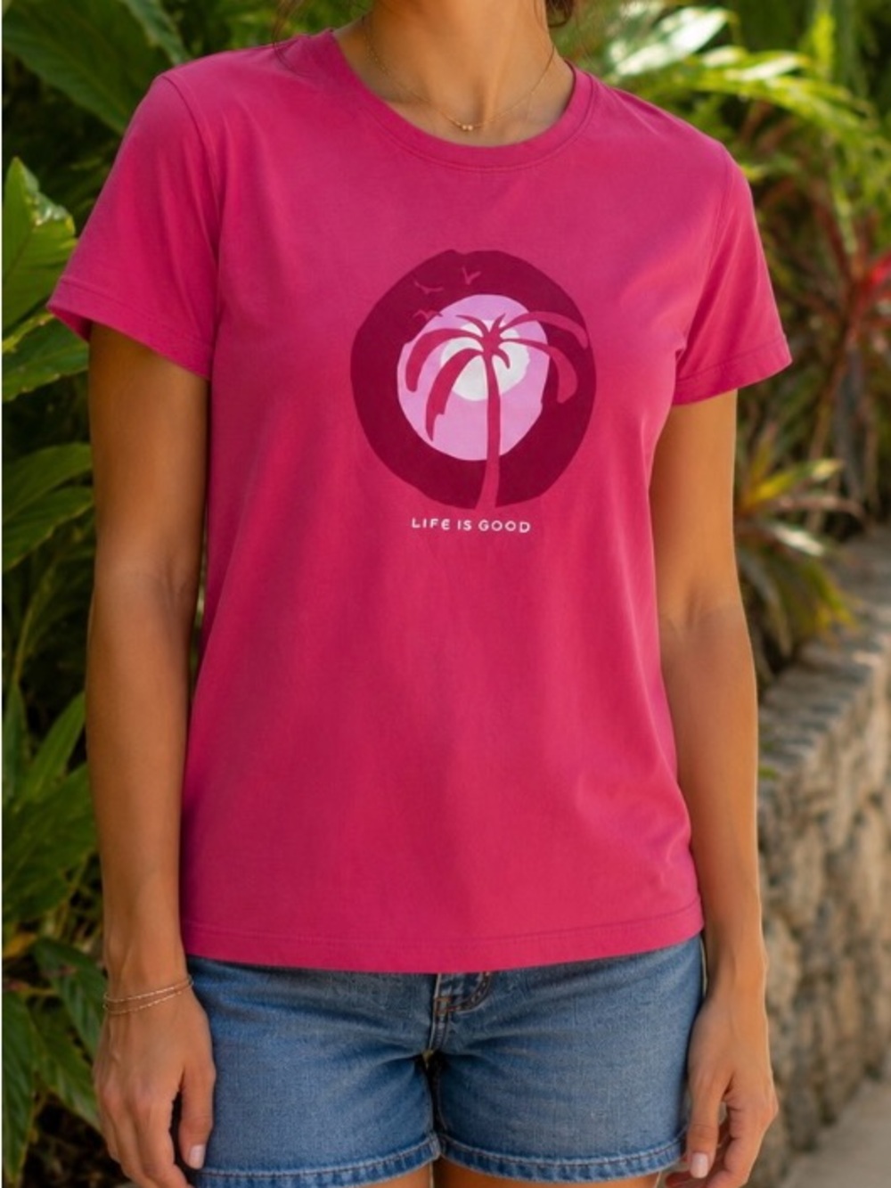 Life Is Good pink graphic tee